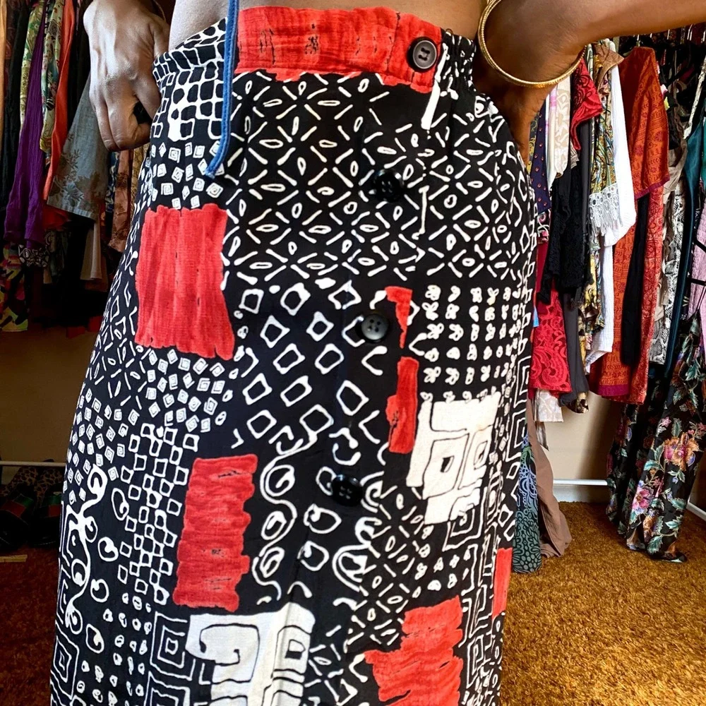 Boho Maxi Skirt 16 L XL 90s Long Modest Boho Chic